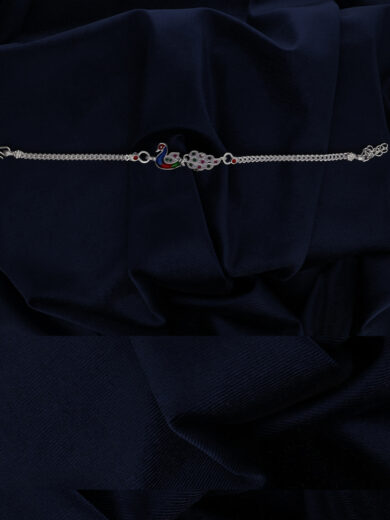 Silver Peacock Feather Rakhi