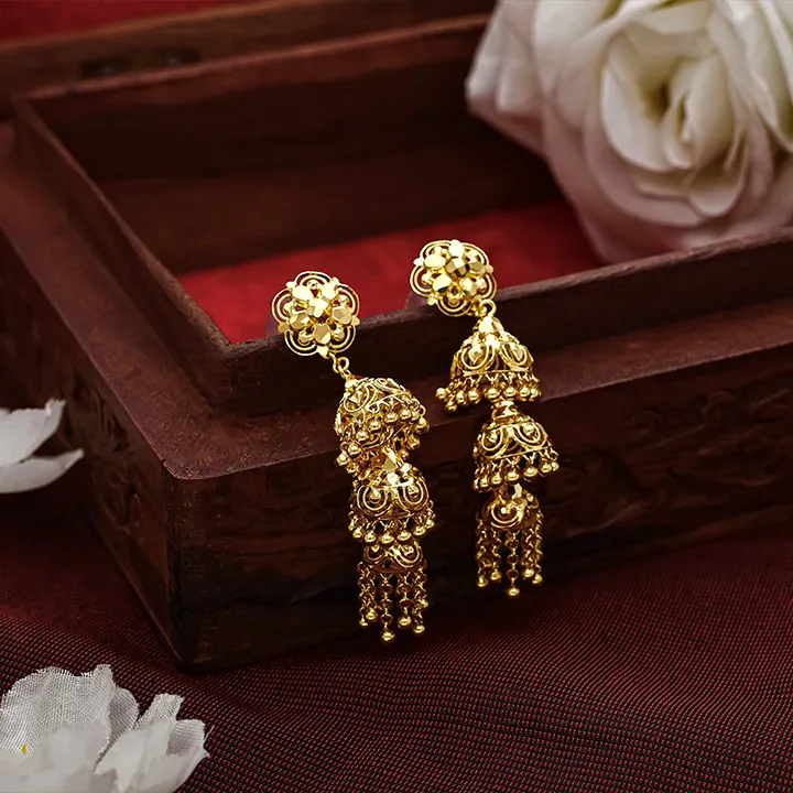 Virasat Filigree Gold Jhumkas-JUM1089 S342 - Image 2