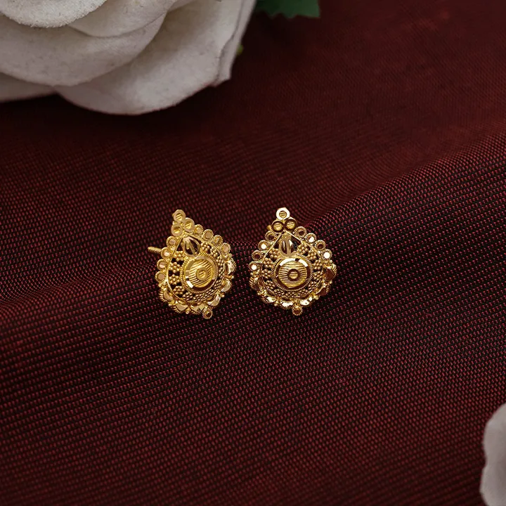 Triya Aura Gold Stud Earrings-TOP5772 S263 - Image 2