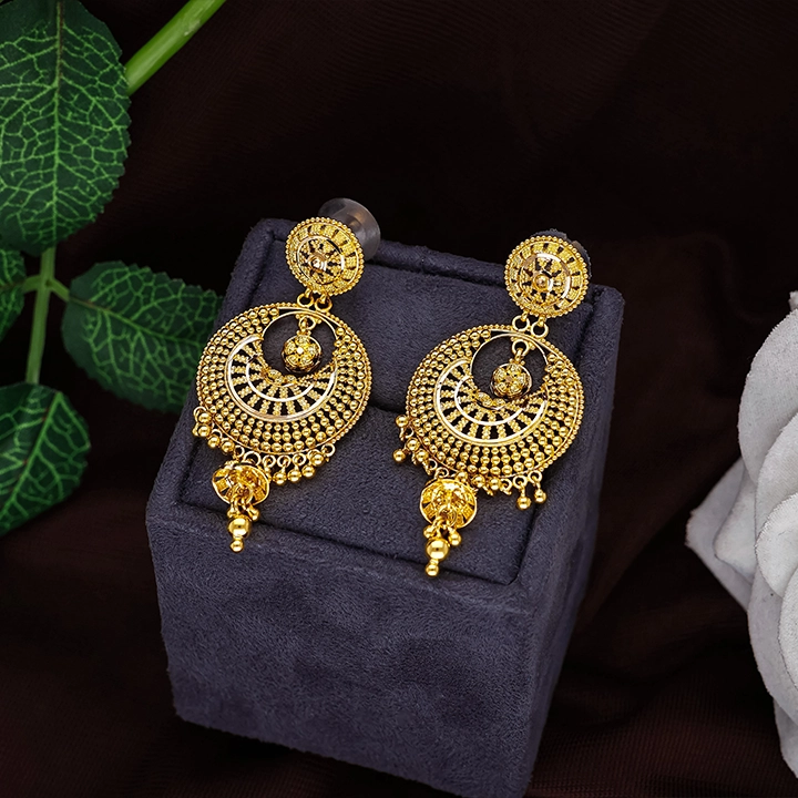 22KT Gold Bridal Chandbali Earrings-ER17485 S385 - Image 2