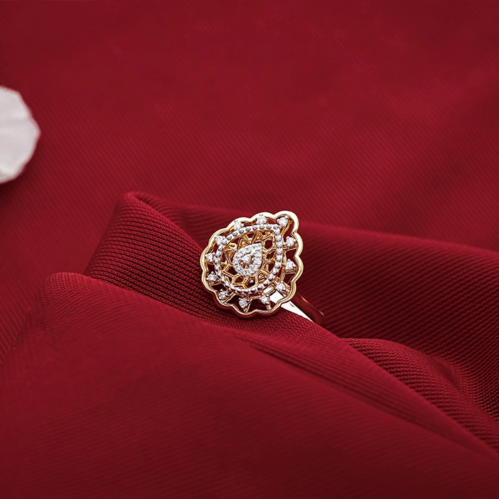 Diamond Leaf Drop Ring in Gold-DLRG3508 SU2ECA JD - Image 2