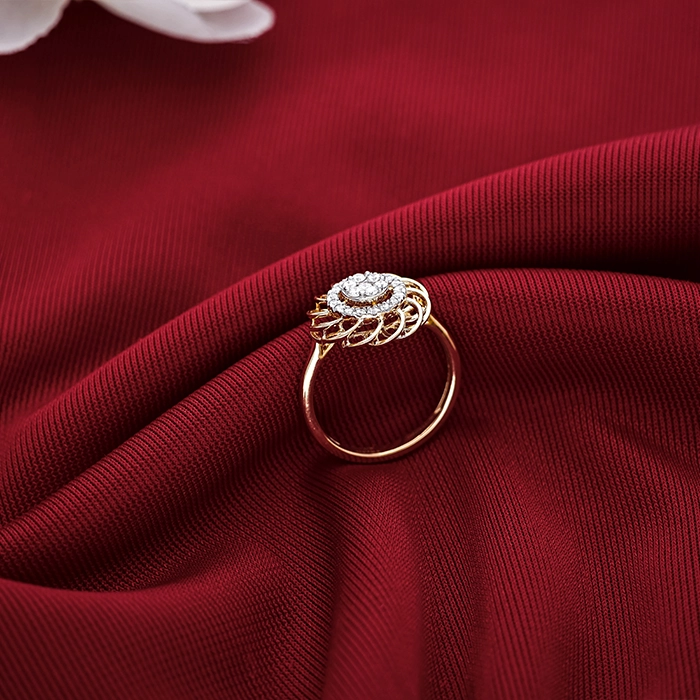 Diamond Lotus Swirl Ring in Gold-DLRG3648 SU2ECA JD - Image 2