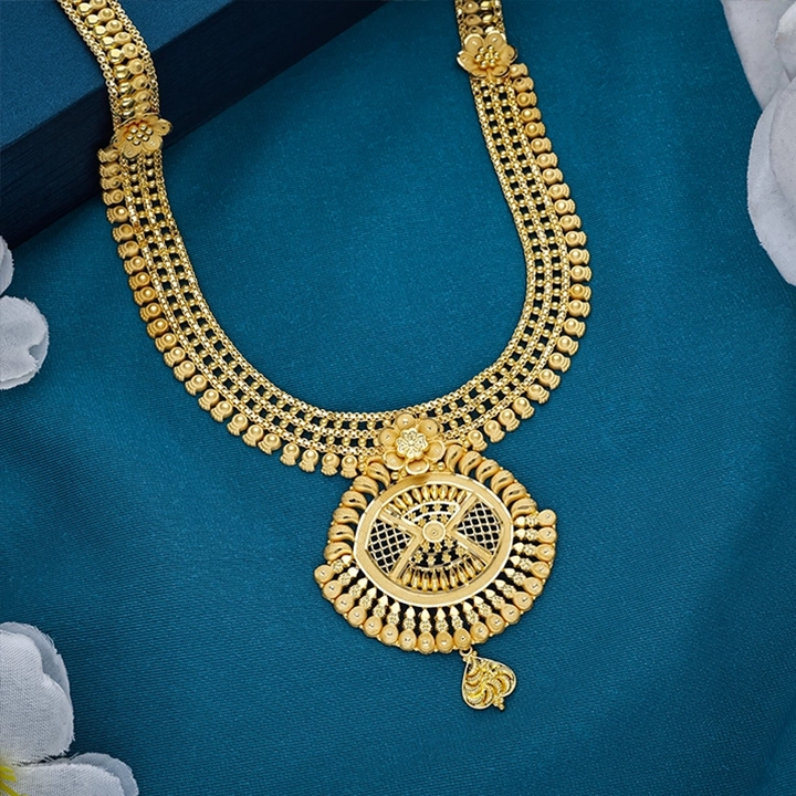 22K Layered Filigree Gold Long Necklace - NKSL6468 SU2E83 - Image 2
