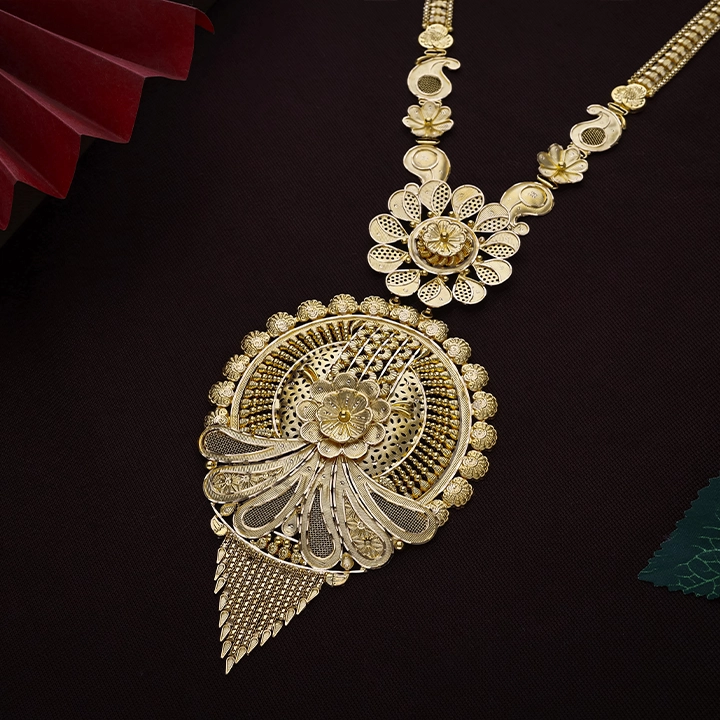 Traditional Antique Bridal Long Gold Necklace-NKSL6140SU2EA1 - Image 2