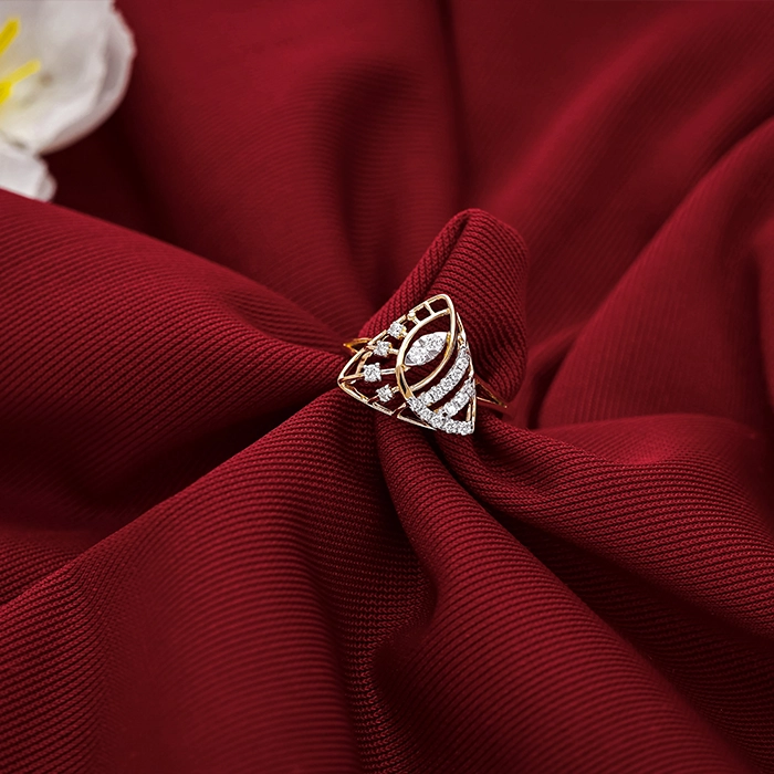 Diamond Wave Motif Ring in Gold-DLRG3643 SU2ECA JD - Image 2