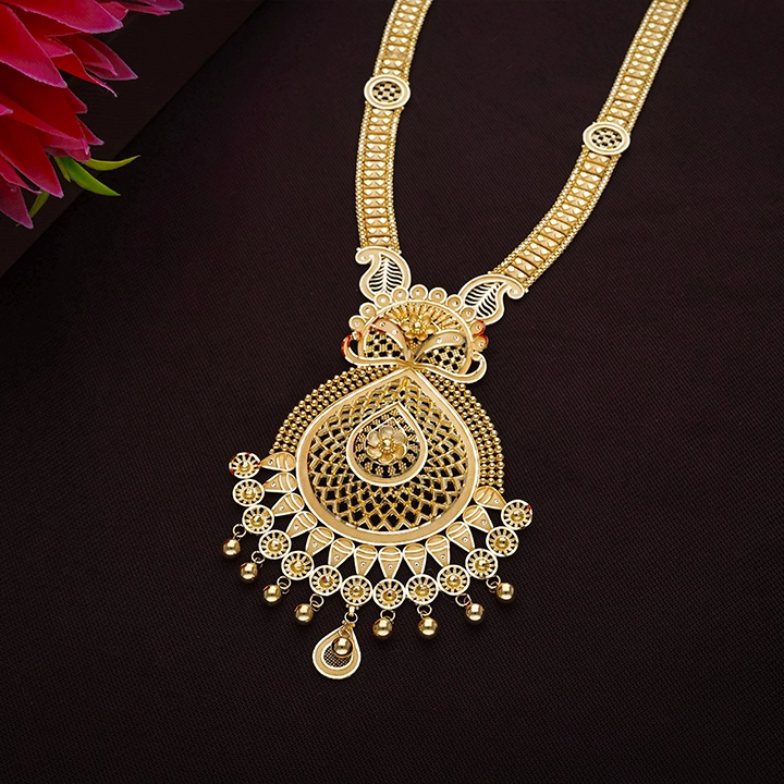 Antique Bridal Long Gold Necklace-NKSL6107SU32A1 - Image 2