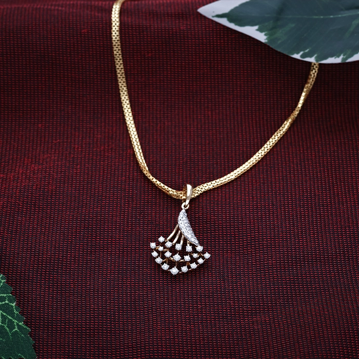 Diamond Feather Pendant - DPND0573SU324L - Image 2