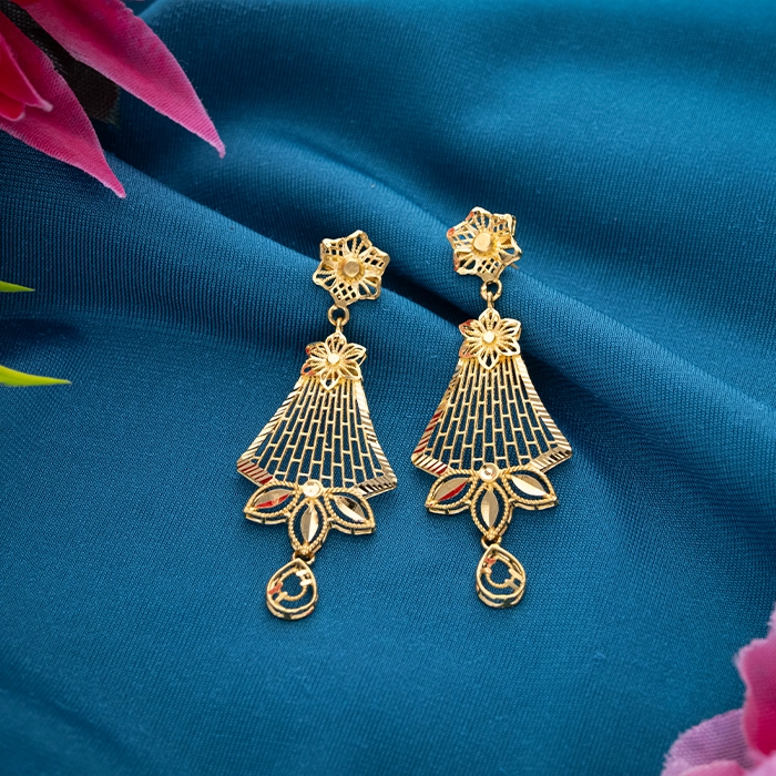 Gold Lattice Chandbali Earrings - ER19852S364 - Image 2