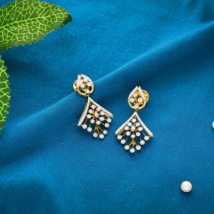 Diamond Leaf Drop Earrings - DERR2865S214 - Image 2