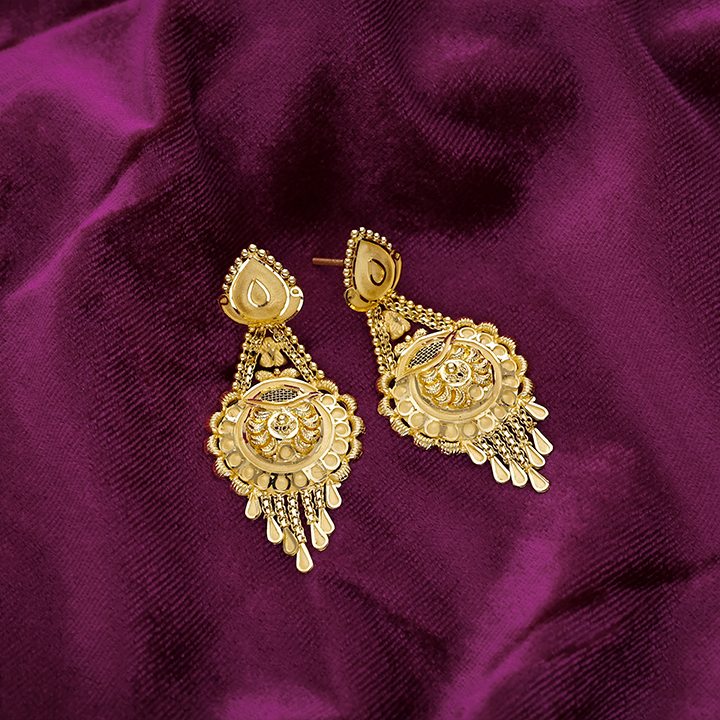 Gold Traditional Dangler Earrings for Women - ER24002SU3369 - Image 2