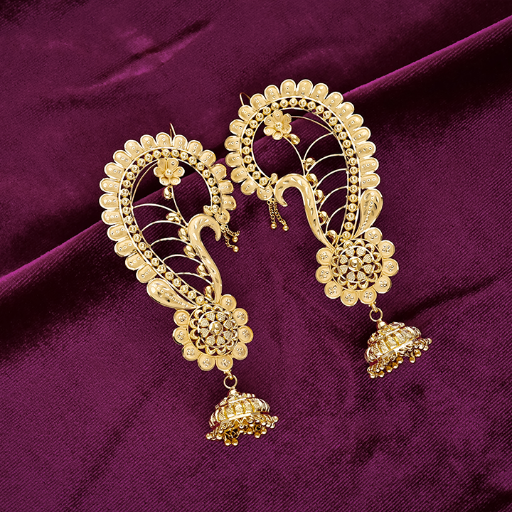 22K Gold Peacock Jhumka Earrings Design for Women - ER20821S307 - Image 2