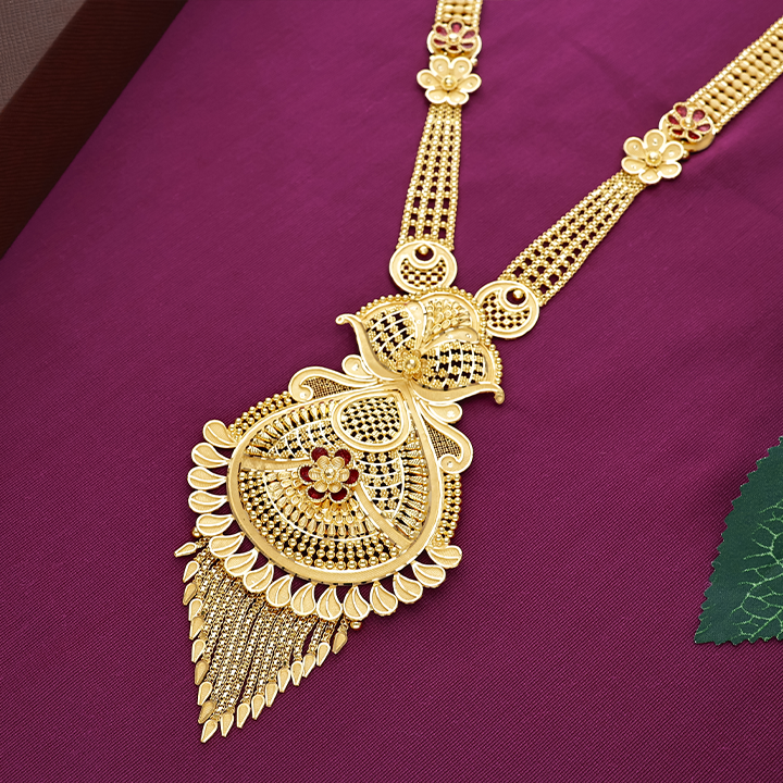 Ornate Floral Jali Rani Haar Gold Necklace with Enamel Accents - NKSL7559SU32A1 - Image 2