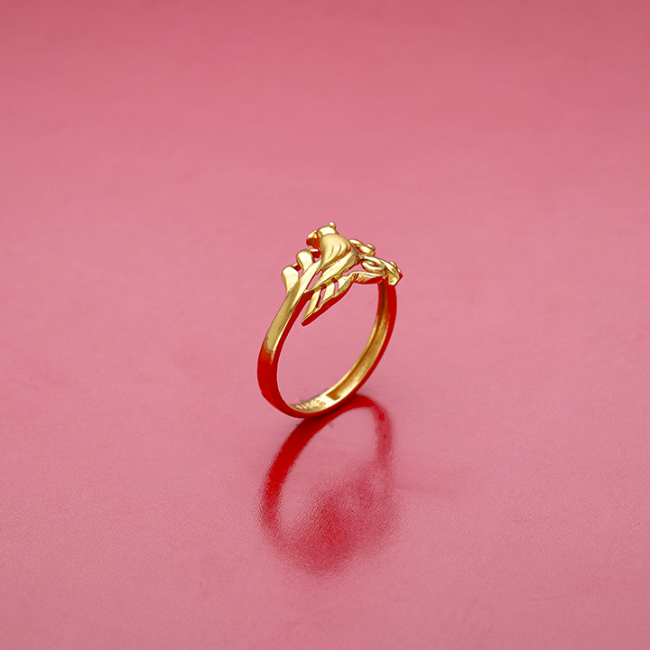 Charming Bird on Branch Gold Ring with Nature-Inspired Filigree - RNL11246S358 - Image 2