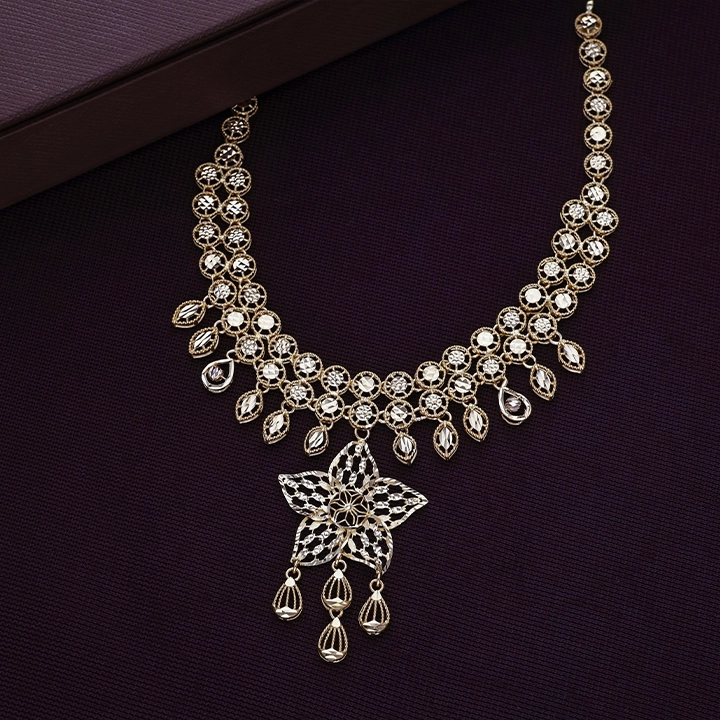 Contemporary Jali Filigree Gold Necklace - NCKSS31951S364 - Image 2