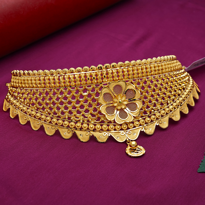 Antique Nakashi Gold Choker Necklace with Lakshmi Motif - NCCS1074SU32A1 - Image 2