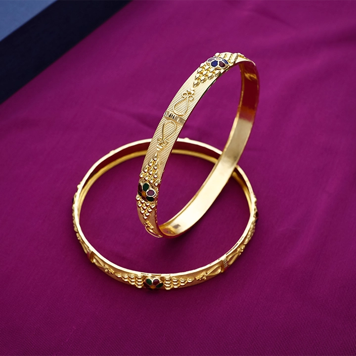 Floral Meenakari Gold Bangles - BNG22952S322 - Image 2