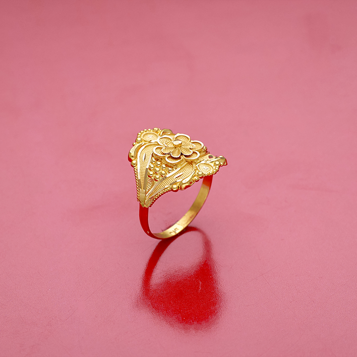 Traditional Floral Filigree Gold Ring with Rawa Work - RNL13436S263 - Image 2