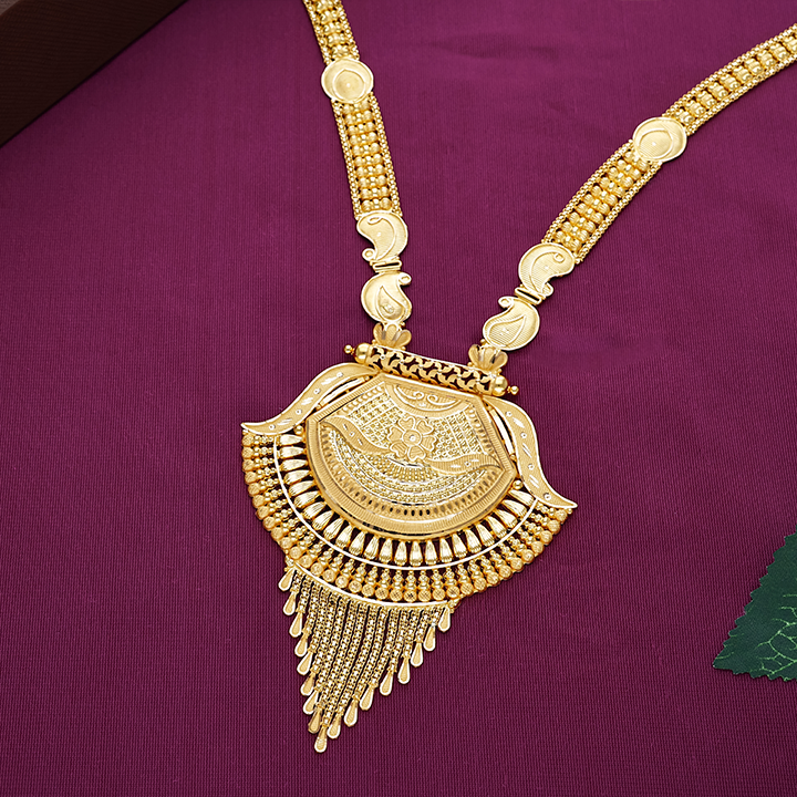 Ornate Paisley & Shield-Shaped Jali Rani Haar Gold Necklace - NKSL6727SU2EA1 - Image 2