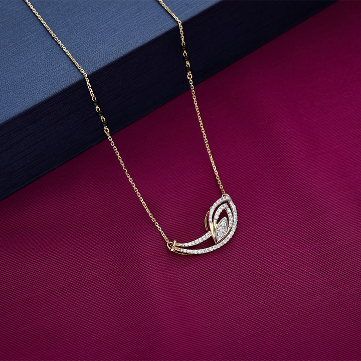 Elegant Leaf Diamond Mangalsutra - DMS0603S214 - Image 2