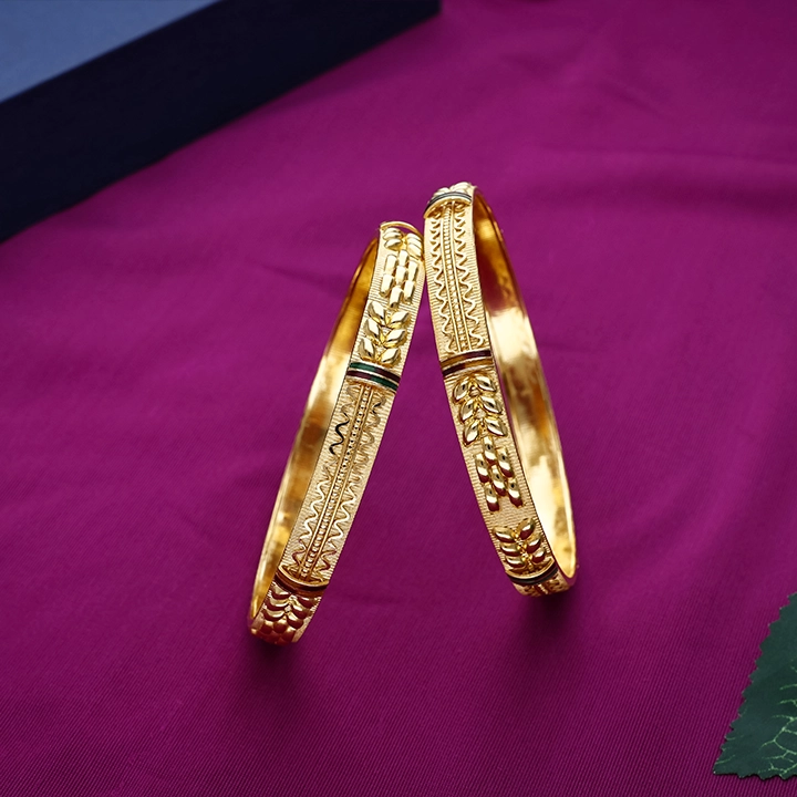 Heritage Leaf Gold Bangles - BNG22953S322 - Image 2