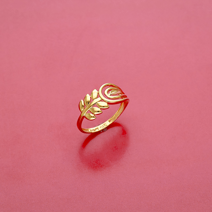 Elegant Gold Leaf Shanka Motif Ring - RNL15309S358 - Image 2