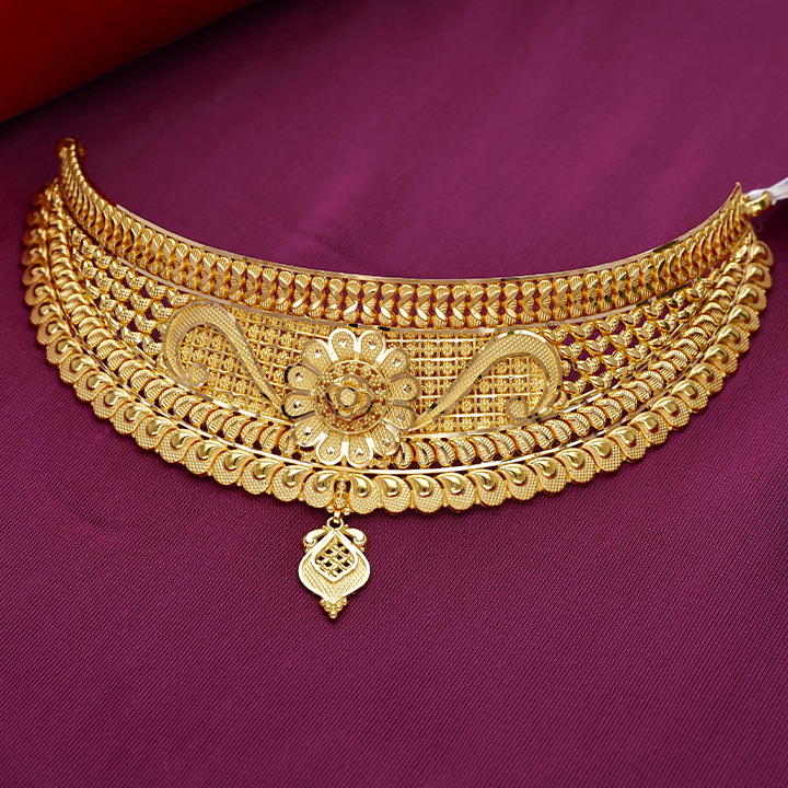 Antique Nakashi Temple Choker Gold Necklace with Peacock Motifs - NCCS1104S263 - Image 2