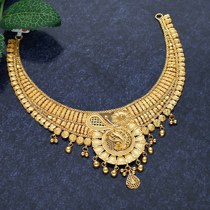 Elegant Peacock Floral Jali Gold Necklace - NCKSS6682SU2EE0 - Image 2