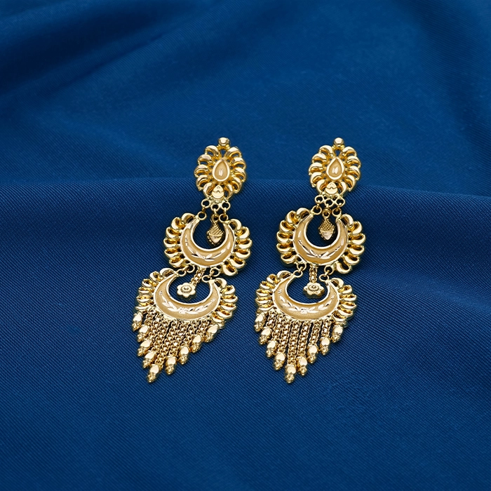 Royal Three-Tiered Filigree Chandbali Gold Earrings - ER24636S373 - Image 2