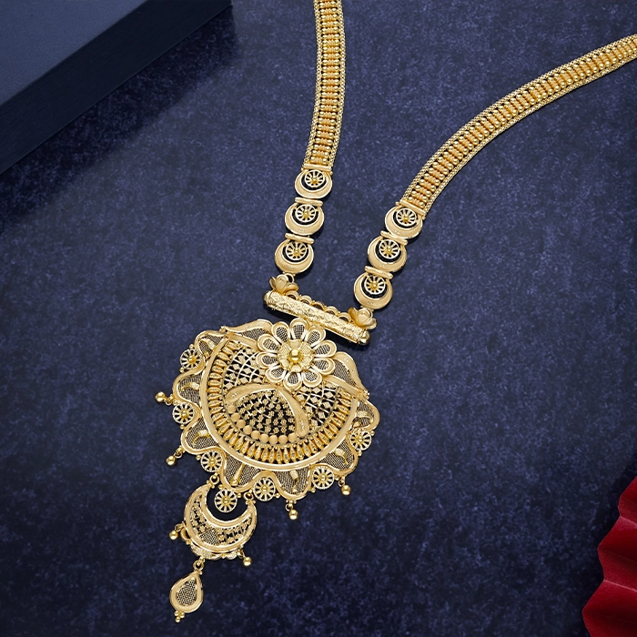 Ornate Floral & Chandbali Jali Rani Haar Gold Necklace - NKSL7229S406 - Image 2