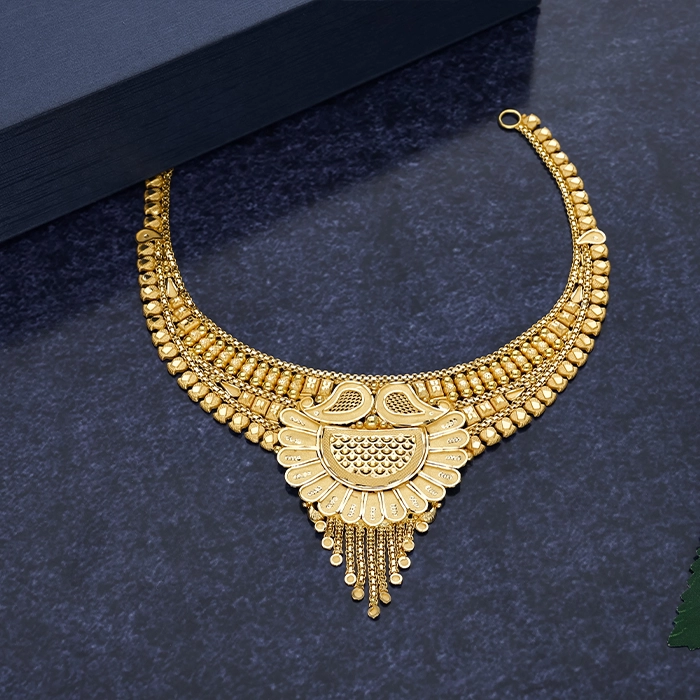 Elegant Paisley Chandbali Gold Choker Necklace - NCKSS6190S393 - Image 2
