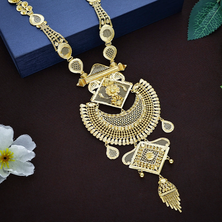 Regal Geometric & Chandbali Filigree Gold Long Necklace - NKSL8370SU2EA1