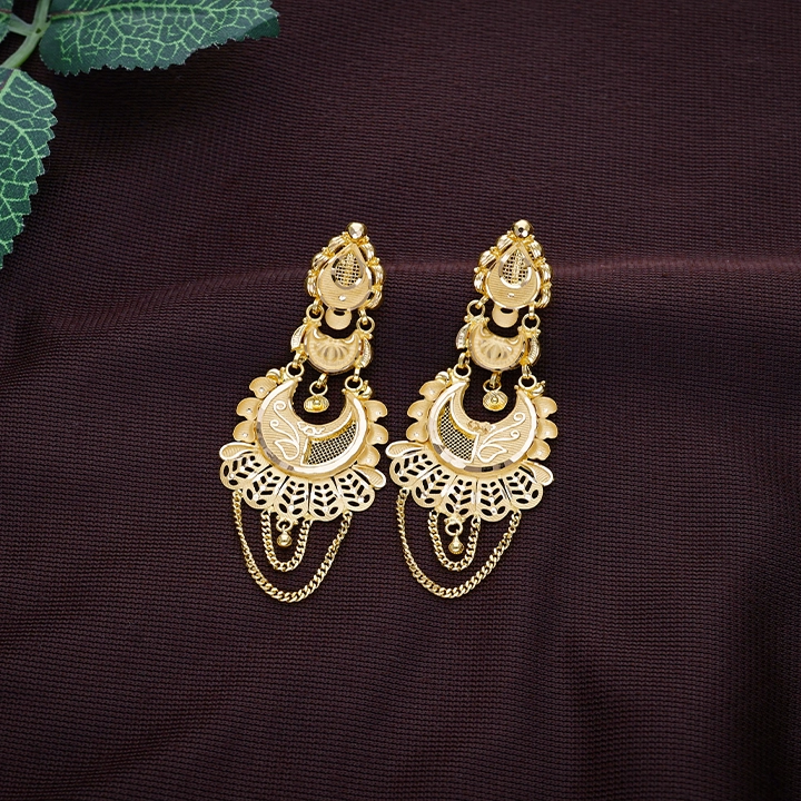 Classic 22KT Gold Chandbali Earrings - ER25241SU32A1