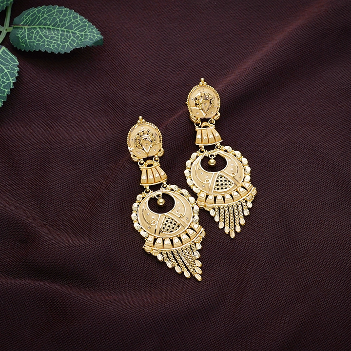 Graceful Floral Gold Chandbali Earrings - ER252405U32A1