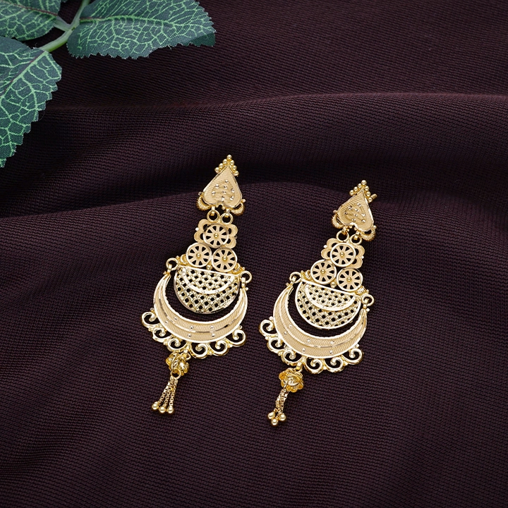 Intricate 22KT Gold Chandbali Earrings - ER25249SU32A1