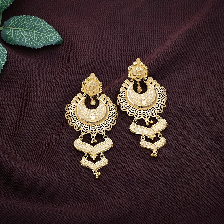 Floral 22KT Gold Chandbali Earrings - ER25250SU32A1