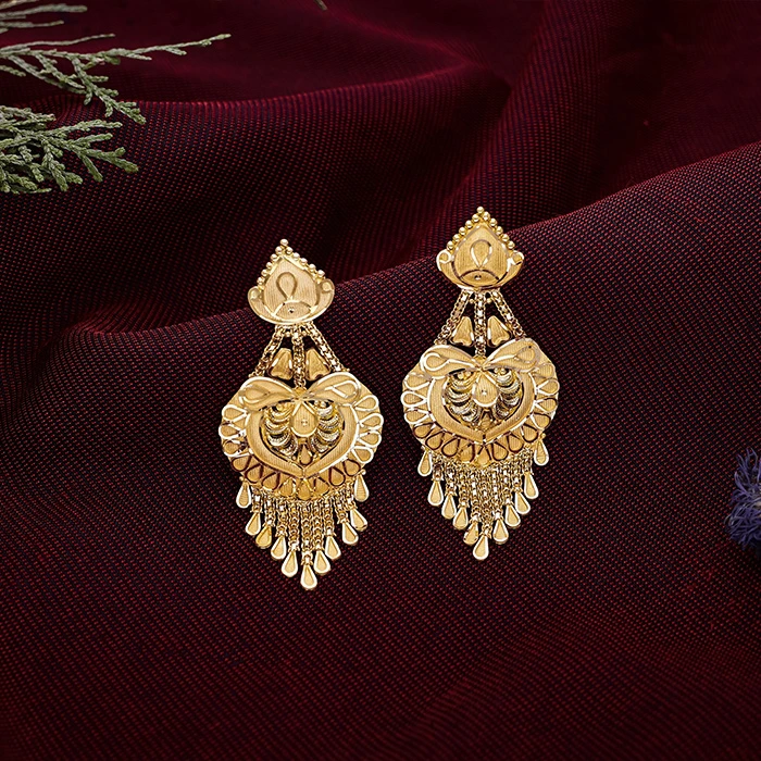 Ethnic Gold Dangler Earrings for Women-ER13372 S436 - Image 2