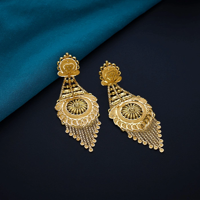 Latest Traditional Gold Hanging Earring-ER16859 SU2E83 - Image 2