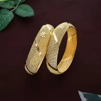 Diamond-Cut Mesh Gold Bangles-BNG22503 SU32JN