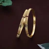 Enamel Floral Slim Gold Bangles-BNG22451 S285