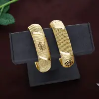 Dual Texture Floral Gold Bangles-BNG22502 SU32JN