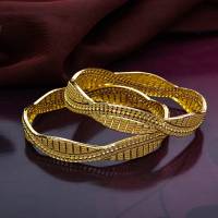 Twisted Lattice Glow Gold Bangles-BNG22373 SU2E51