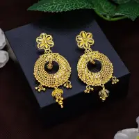 22KT Gold Floral Chandbali Earrings-ER17482 S385