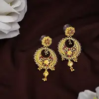 22KT Gold Floral Chandbali Earrings-ER17477 S385