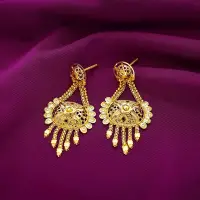 22K Peacock Leaf Gold Jhumka Earrings-1060004470826 SU2E74