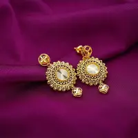 22K Floral Tassel Gold Stud Earrings-ER18730 S364