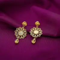 22K Leaf Cascade Filigree Gold Earrings-ER18731 S364
