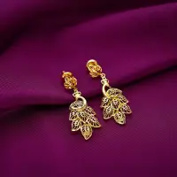 22K Dahlia Filigree Gold Drop Earrings-ER18732 S364
