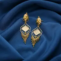 Elegant Lattice Chandelier Gold Earrings - ER9828S373