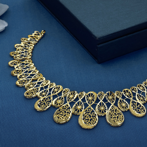 Twisted Vine Teardrop Filigree Gold Necklace - NKSL 4555 S364