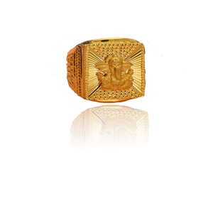 Shree Ganesha Square Gold Ring For men-1060005865744AA S263